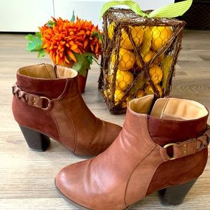 Brown Booties with Braided Accent